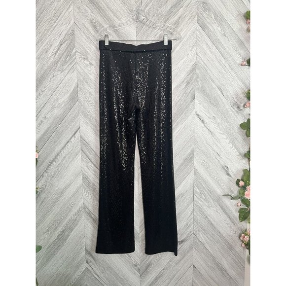 Zara Black Sequin Wide Leg Pants - Picture 12 of 14